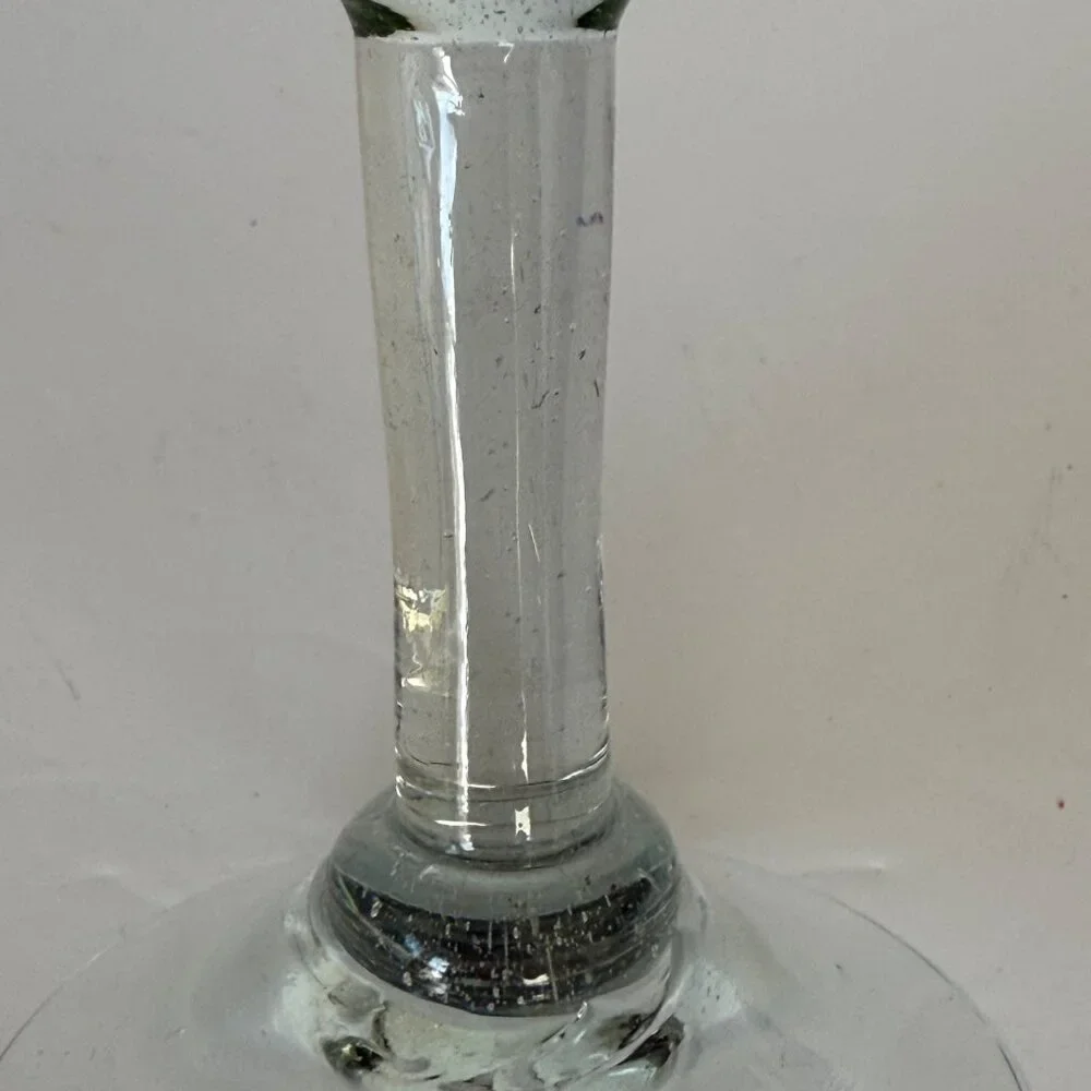 Vintage Mexican Green & Clear Handblown Wine Glass Goblet 8